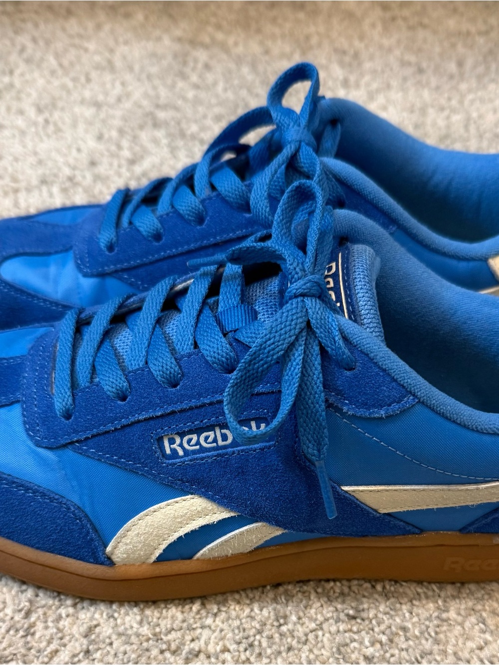 Reebok Blue and White Women's Low-Top Sneakers